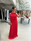 Vestido Plissado sem manga